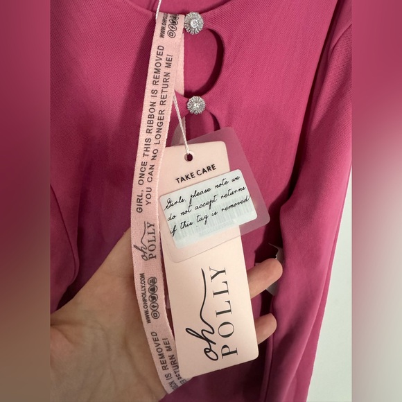 Oh Polly - Hot Pink Rhinestone Cut-out Dress - Picture 4 of 9